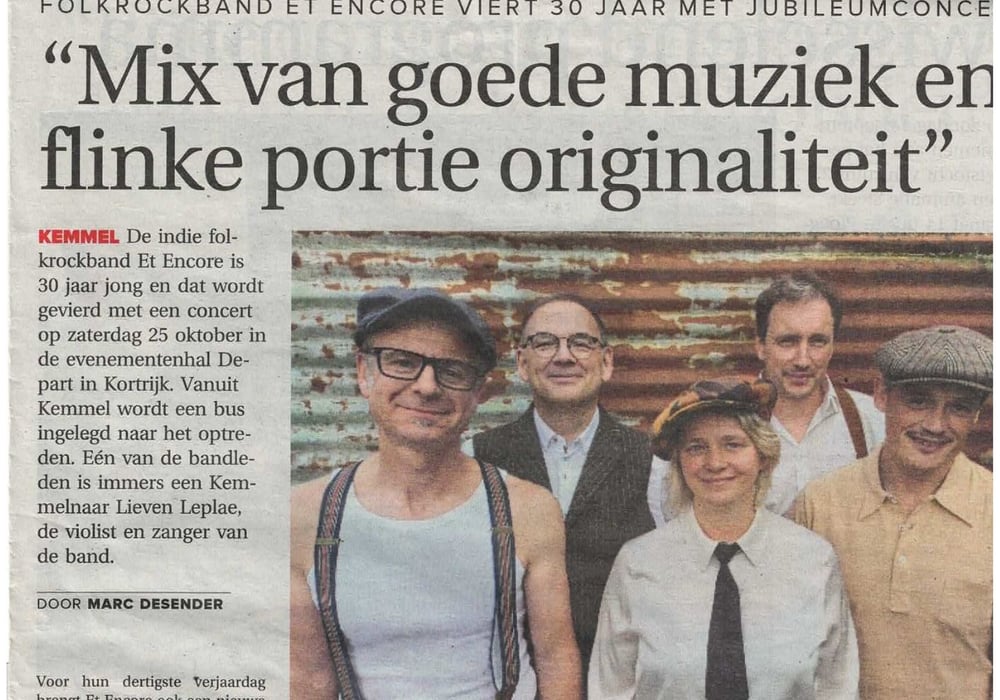 Et Encore in krant van Westvlaanderen